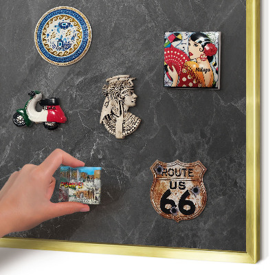 Magnetic board for magnets in a gold frame Gray elegance