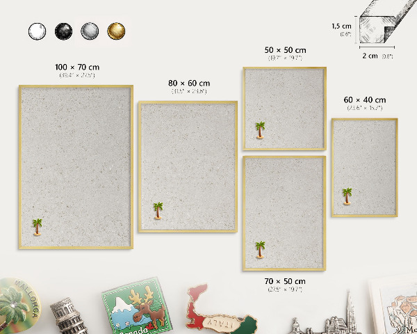 Magnetic board for magnets in a gold frame Subtle elegance