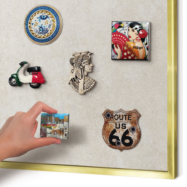 Magnetic board for magnets in a gold frame Natural elegance