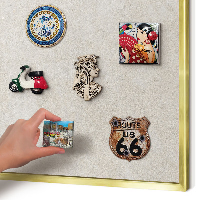 Magnetic board for magnets in a gold frame Natural elegance