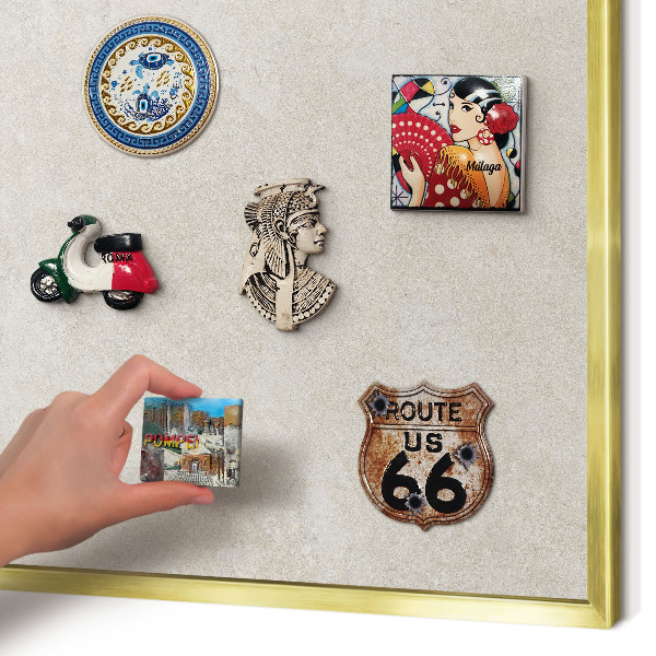 Magnetic board for magnets in a gold frame Natural elegance