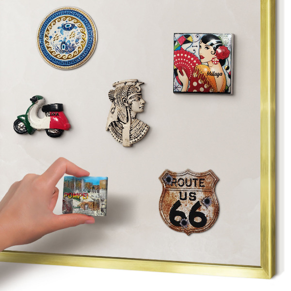Metal magnet board with a gold frame Creamy texture