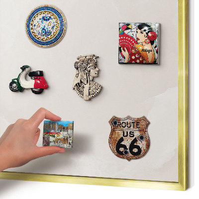 Metal magnet board with a gold frame Creamy texture