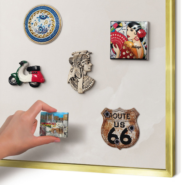 Metal magnet board with a gold frame Creamy texture