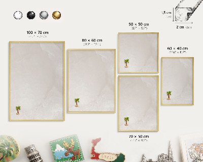 Metal magnet board with a gold frame Creamy texture