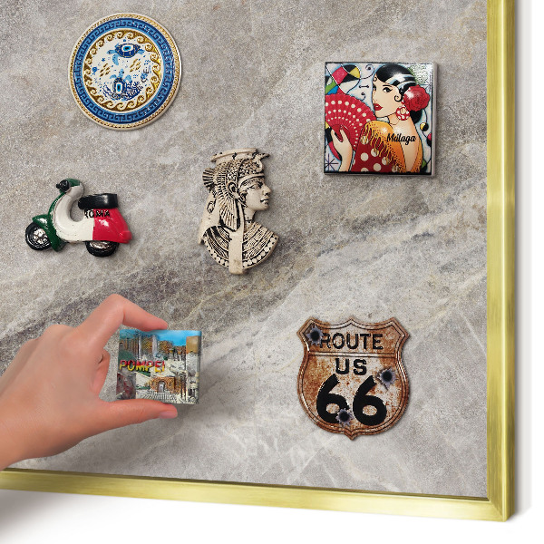 Magnetic board for magnets in a gold frame Stone texture