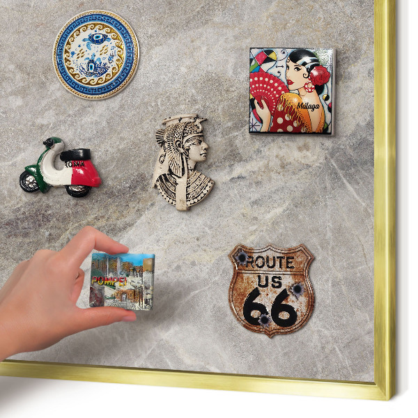 Magnetic board for magnets in a gold frame Stone texture