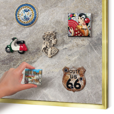 Magnetic board for magnets in a gold frame Stone texture