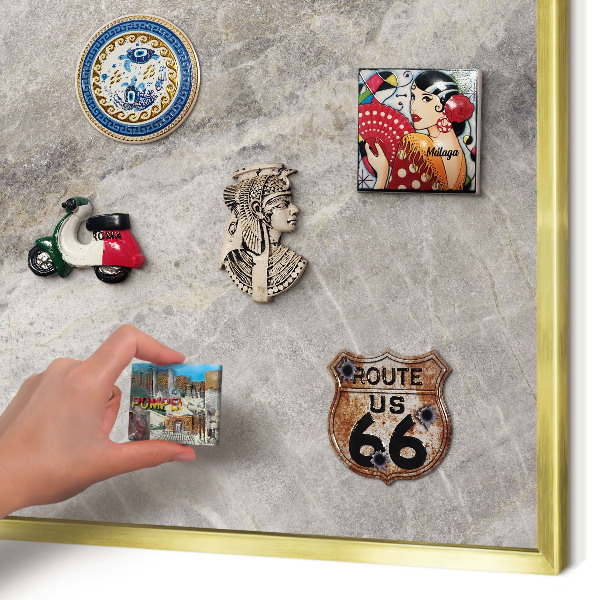 Magnetic board for magnets in a gold frame Stone texture