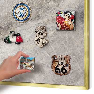 Magnetic board for magnets in a gold frame Stone texture
