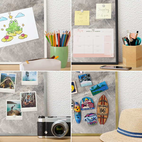 Magnetic board for magnets in a gold frame Stone texture