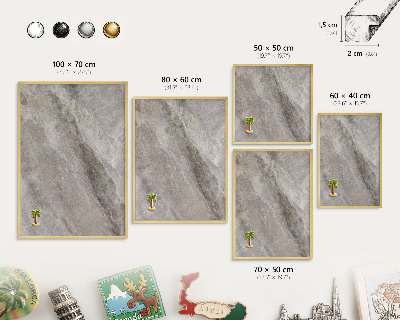 Magnetic board for magnets in a gold frame Stone texture