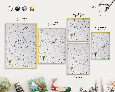 Metal magnet board with a gold frame Terrazzo style