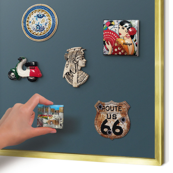 Magnetic board for magnets in a gold frame Turquoise