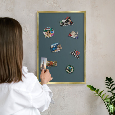 Magnetic board for magnets in a gold frame Turquoise