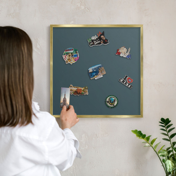Magnetic board for magnets in a gold frame Turquoise