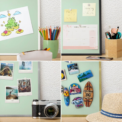 Metal magnet board with a gold frame Mint green