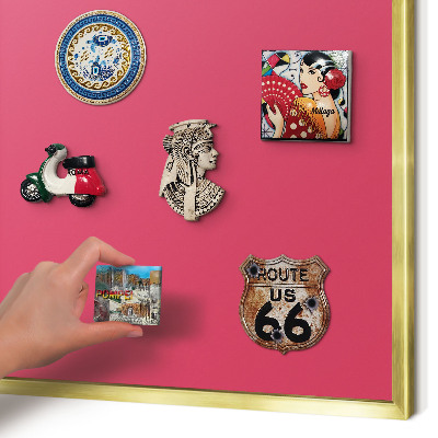 Metal magnet board with a gold frame Energy pink