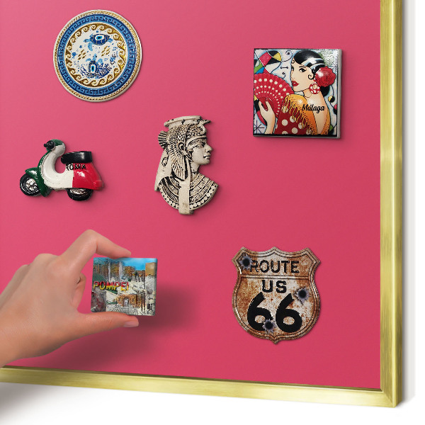 Metal magnet board with a gold frame Energy pink