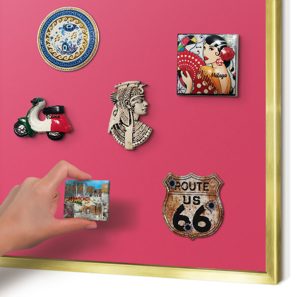 Metal magnet board with a gold frame Energy pink