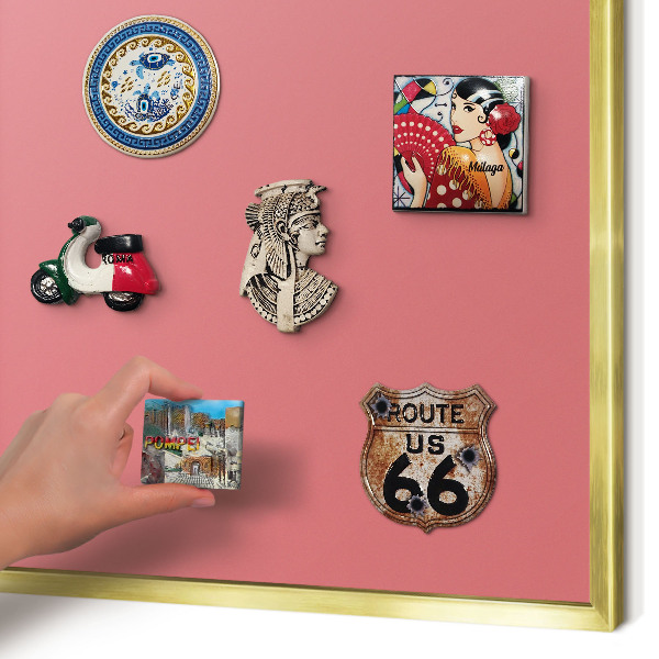 Magnetic board for magnets in a gold frame Salmon color