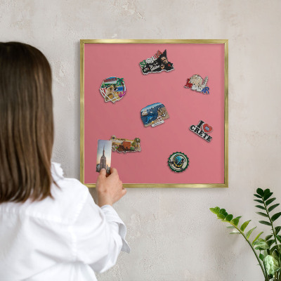 Magnetic board for magnets in a gold frame Salmon color