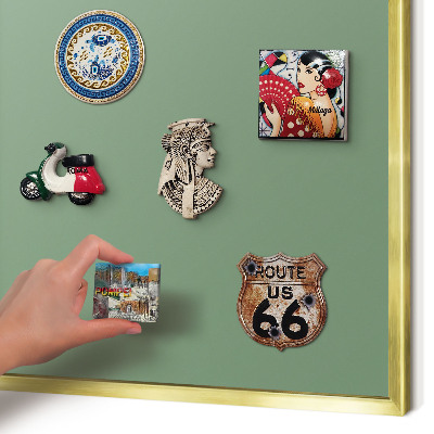 Metal magnet board with a gold frame Muted green