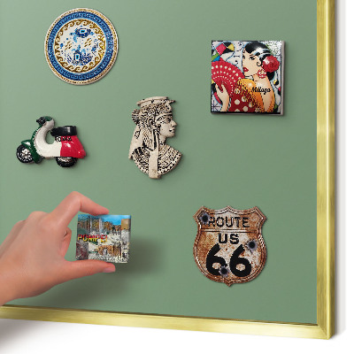 Metal magnet board with a gold frame Muted green