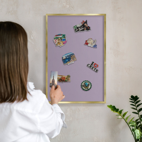 Magnetic board for magnets in a gold frame Lilac purple
