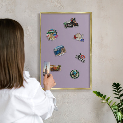 Magnetic board for magnets in a gold frame Lilac purple