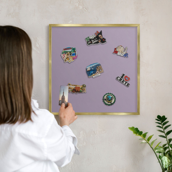 Magnetic board for magnets in a gold frame Lilac purple