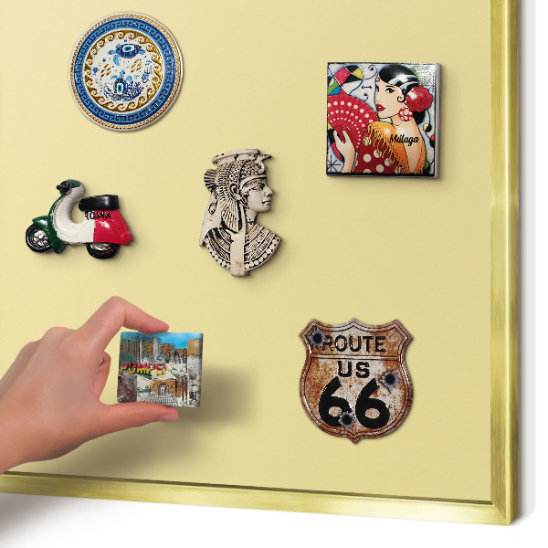 Magnetic board for magnets in a gold frame Creamy yellow