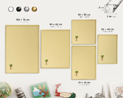 Magnetic board for magnets in a gold frame Creamy yellow
