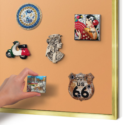 Metal magnet board with a gold frame Pastel orange