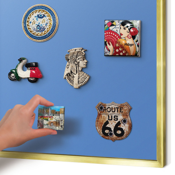 Magnetic board for magnets in a gold frame Blue color