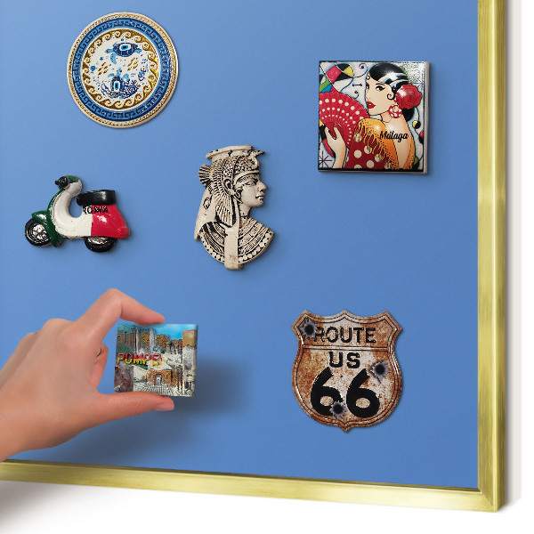 Magnetic board for magnets in a gold frame Blue color