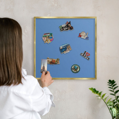Magnetic board for magnets in a gold frame Blue color