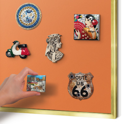 Metal magnet board with a gold frame Strong orange