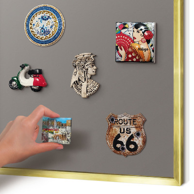 Metal magnet board with a gold frame Dark gray