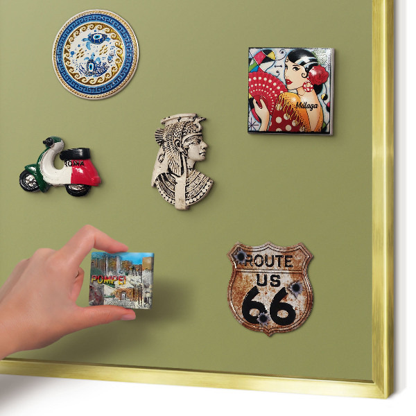 Magnetic board for magnets in a gold frame Green grass