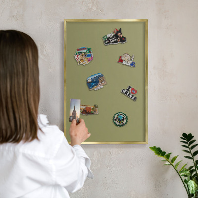 Magnetic board for magnets in a gold frame Green grass