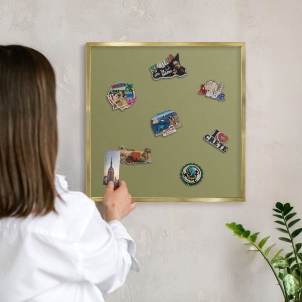 Magnetic board for magnets in a gold frame Green grass