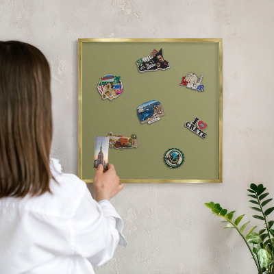 Magnetic board for magnets in a gold frame Green grass