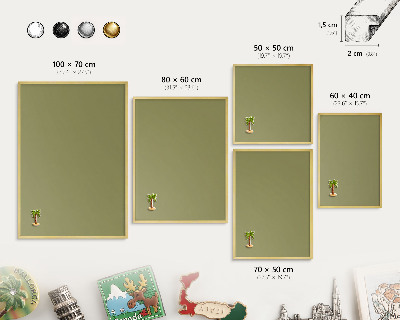 Magnetic board for magnets in a gold frame Green grass