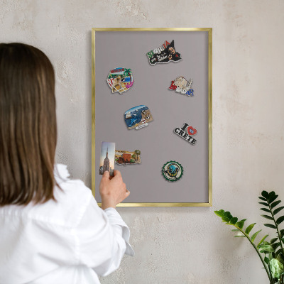 Magnetic board for magnets in a gold frame Ash gray