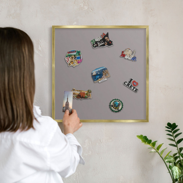 Magnetic board for magnets in a gold frame Ash gray