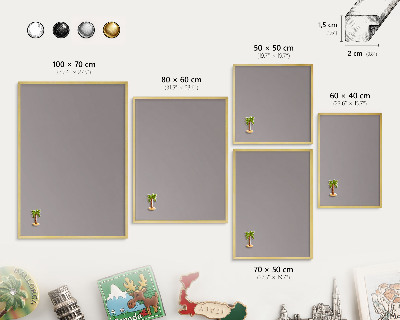 Magnetic board for magnets in a gold frame Ash gray