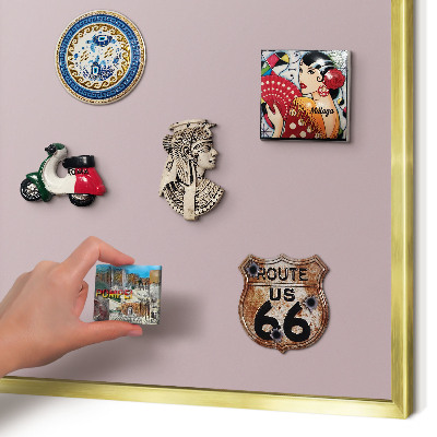 Metal magnet board with a gold frame Pastel lilac