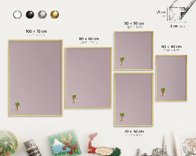 Metal magnet board with a gold frame Pastel lilac