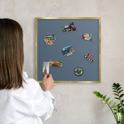 Magnetic board for magnets in a gold frame Pastel navy blue